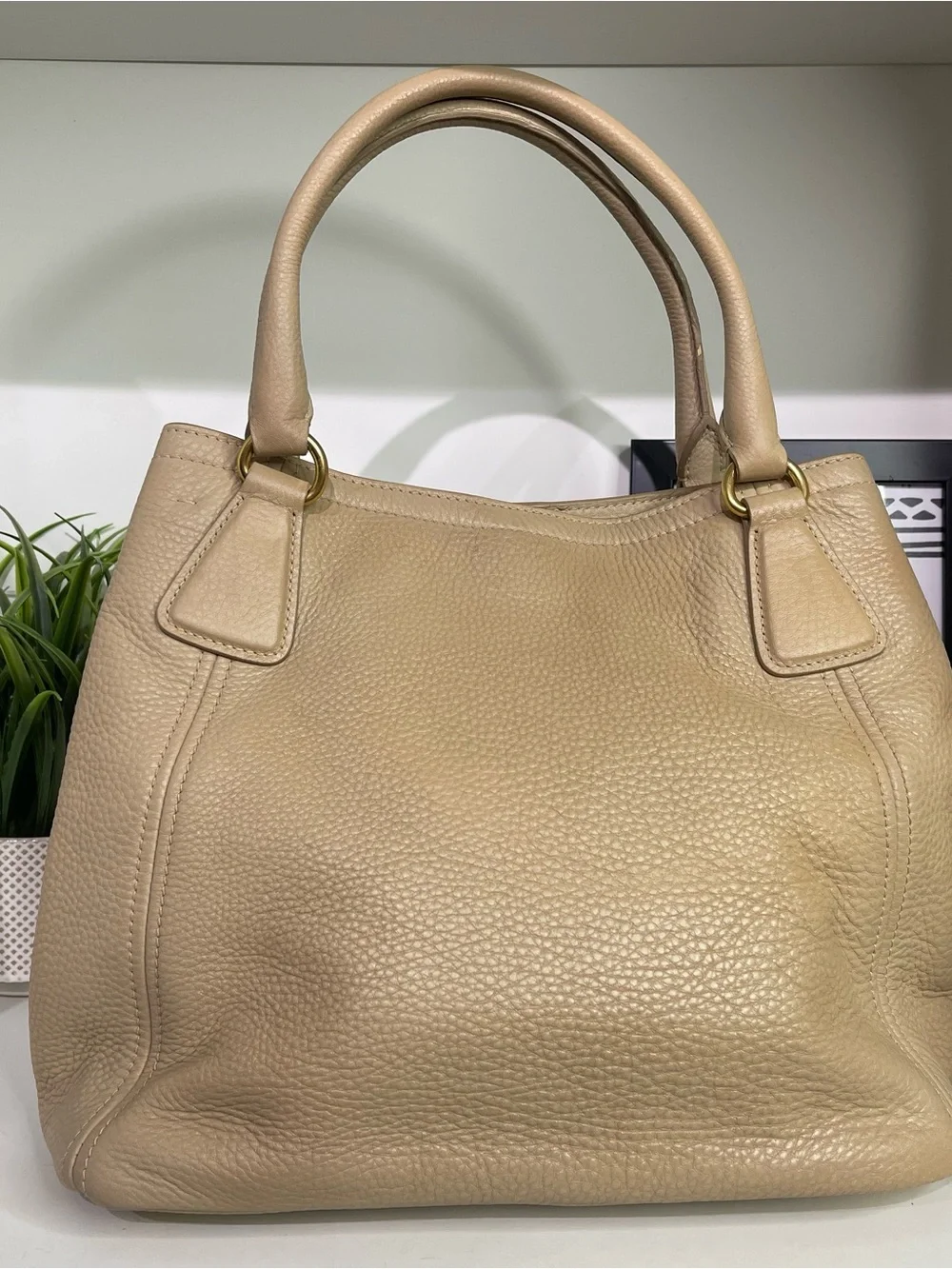 Prada Tan Pebbled Leather Hobo with Gold Hardware - Picture 2 of 6